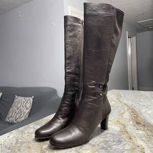 TARYN ROSE Dark Chocolate Brown Leather Heeled Boots Women’s EU 39